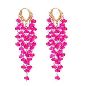 Summer Pink Long Beads Tassel  Earrings